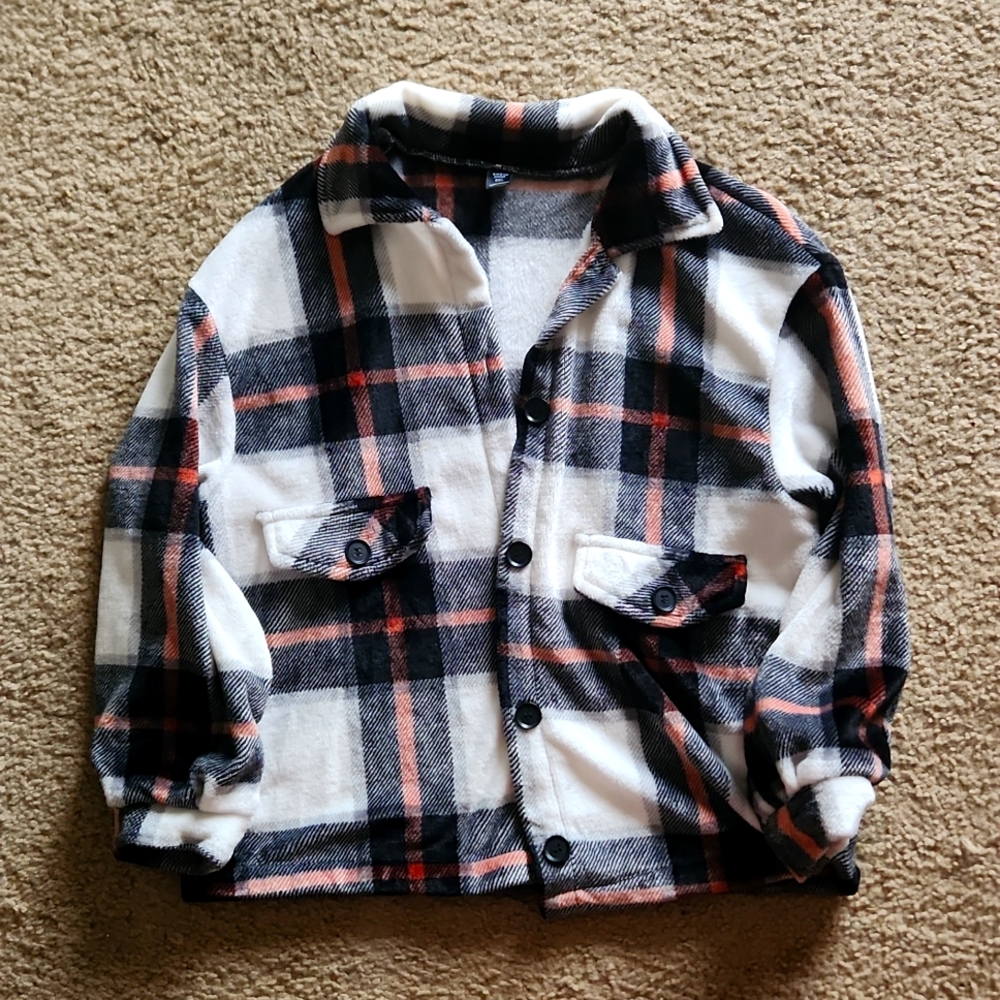 SHEIN Plus Plaid Pattern Drop Shoulder Flannel Jacket